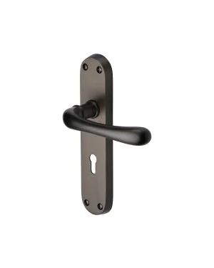 Heritage Brass Door Handle Lever Lock Luna Design Matt Bronze finish