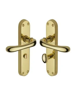 Heritage Brass Door Handle for Bathroom Luna Design Polished Brass finish