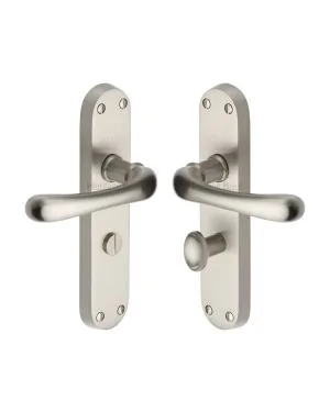 Heritage Brass Door Handle for Bathroom Luna Design Satin Nickel finish