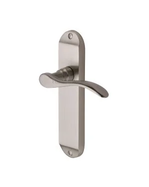 Heritage Brass Door Handle Lever Latch Maya Design Satin Nickel finish
