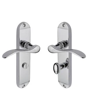 Heritage Brass Door Handle for Bathroom Maya Design Polished Chrome finish