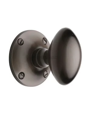 Heritage Brass Mortice Knob on Rose Mayfair Design Matt Bronze finish
