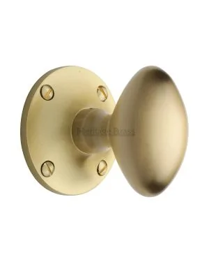 Heritage Brass Mortice Knob on Rose Mayfair Design Satin Brass finish