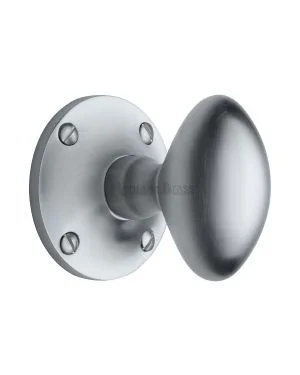 Heritage Brass Mortice Knob on Rose Mayfair Design Satin Chrome finish