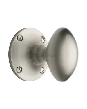 Heritage Brass Mortice Knob on Rose Mayfair Design Satin Nickel finish