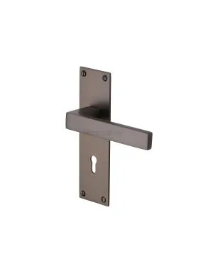Heritage Brass Door Handle Lever Lock Metro Design Matt Bronze finish