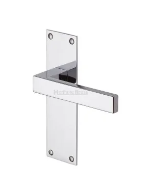 Heritage Brass Door Handle Lever Latch Metro Design Polished Chrome finish