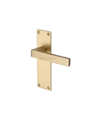 Heritage Brass Door Handle Lever Latch Metro Design Satin Brass finish