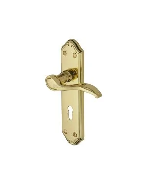 Heritage Brass Door Handle Lever Lock Verona Small Design Polished Brass finish