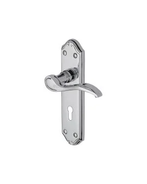 Heritage Brass Door Handle Lever Lock Verona Small Design Polished Chrome finish