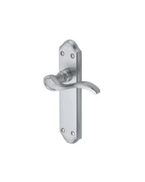 Heritage Brass Door Handle Lever Latch Verona Small Design Satin Chrome finish