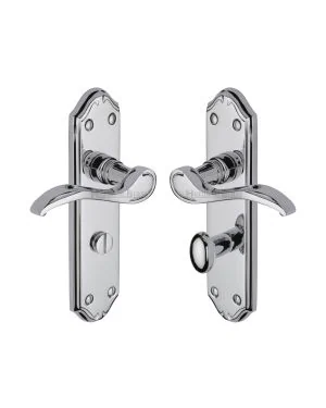 Heritage Brass Door Handle for Bathroom Verona Small Design Polished Chrome finish