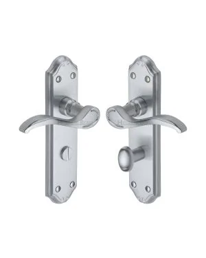 Heritage Brass Door Handle for Bathroom Verona Small Design Satin Chrome finish