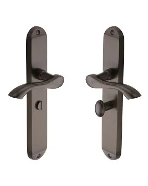 Heritage Brass Door Handle for Bathroom Algarve Long Design Matt Bronze finish