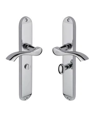 Heritage Brass Door Handle for Bathroom Algarve Long Design Polished Chrome finish