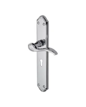 Heritage Brass Door Handle Lever Lock Verona Design Polished Chrome finish
