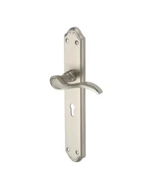 Heritage Brass Door Handle Lever Lock Verona Design Satin Nickel finish