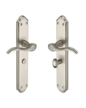 Heritage Brass Door Handle for Bathroom Verona Design Satin Nickel finish