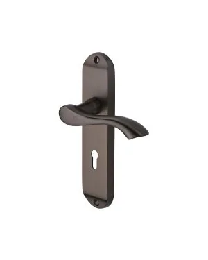 Heritage Brass Door Handle Lever Lock Algarve Design Matt Bronze finish