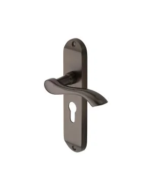 Heritage Brass Door Handle for Euro Profile Plate Algarve Design Matt Bronze finish