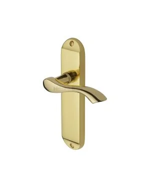 Heritage Brass Door Handle Lever Latch Algarve Design Polished Brass finish