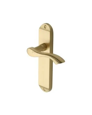 Heritage Brass Door Handle Lever Latch Algarve Design Satin Brass finish