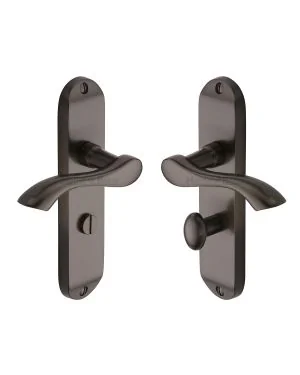 Heritage Brass Door Handle for Bathroom Algarve Design Matt Bronze finish
