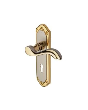 Heritage Brass Door Handle Lever Lock Lisboa Design Jupiter finish