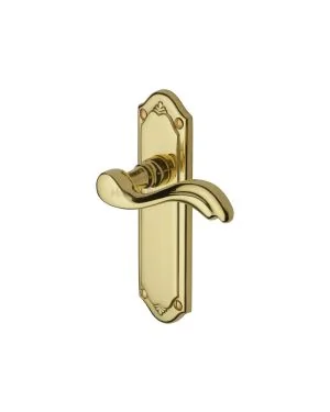 Heritage Brass Door Handle Lever Latch Lisboa Design Polished Brass finish