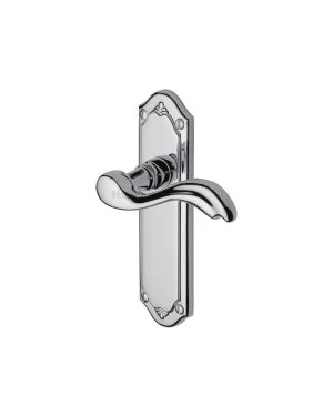 Heritage Brass Door Handle Lever Latch Lisboa Design Polished Chrome finish