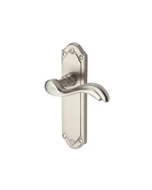 Heritage Brass Door Handle Lever Latch Lisboa Design Satin Nickel finish