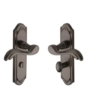 Heritage Brass Door Handle for Bathroom Lisboa Design Matt Bronze finish