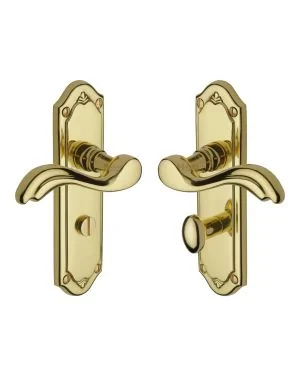 Heritage Brass Door Handle for Bathroom Lisboa Design Polished Brass finish