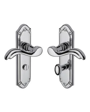 Heritage Brass Door Handle for Bathroom Lisboa Design Polished Chrome finish