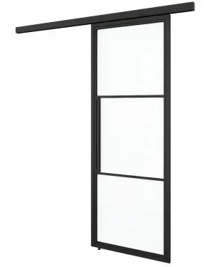 Manhattan Black Steel Sliding Single Door Set (Made to Measure)