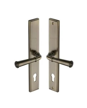Heritage Brass Multi-Point Door Handle Lever Lock Colonial LH Design Antique Brass finish