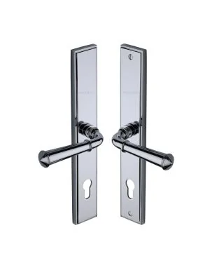Heritage Brass Multi-Point Door Handle Lever Lock Colonial LH Design Polished Chrome finish