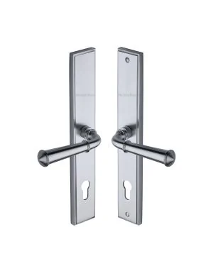 Heritage Brass Multi-Point Door Handle Lever Lock Colonial LH Design Satin Chrome finish