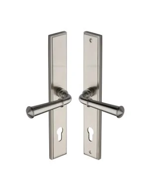 Heritage Brass Multi-Point Door Handle Lever Lock Colonial LH Design Satin Nickel finish