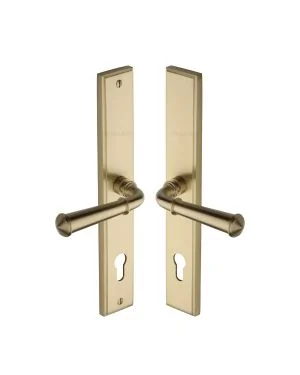 Heritage Brass Multi-Point Door Handle Lever Lock Colonial RH Design Satin Brass finish
