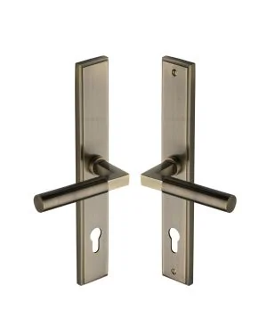 Heritage Brass Multi-Point Door Handle Lever Lock Bauhaus LH Design Antique Brass finish
