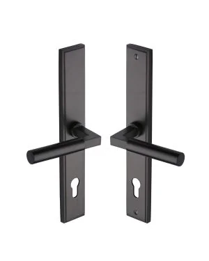 Heritage Brass Multi-Point Door Handle Lever Lock Bauhaus LH Design Matt Bronze finish