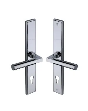 Heritage Brass Multi-Point Door Handle Lever Lock Bauhaus LH Design Polished Chrome finish