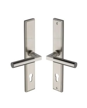 Heritage Brass Multi-Point Door Handle Lever Lock Bauhaus LH Design Satin Nickel finish
