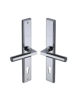 Heritage Brass Multi-Point Door Handle Lever Lock Bauhaus RH Design Polished Chrome finish