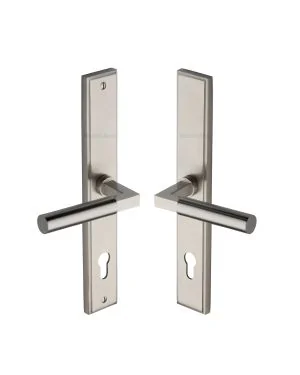 Heritage Brass Multi-Point Door Handle Lever Lock Bauhaus RH Design Satin Nickel finish