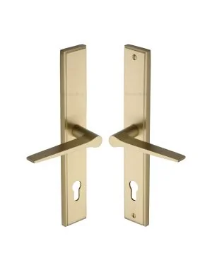 Heritage Brass Multi-Point Door Handle Lever Lock Gio LH Design Satin Brass finish