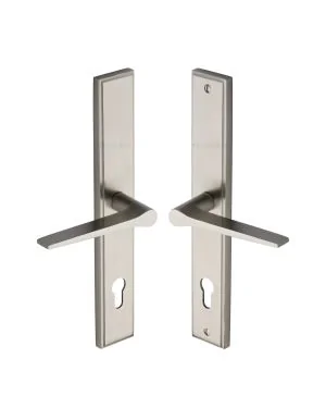 Heritage Brass Multi-Point Door Handle Lever Lock Gio LH Design Satin Nickel finish