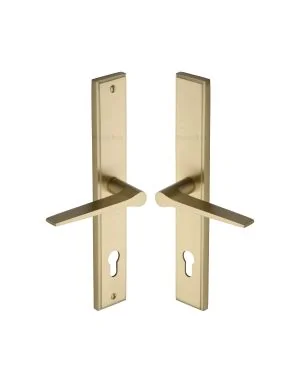 Heritage Brass Multi-Point Door Handle Lever Lock Gio RH Design Satin Brass finish