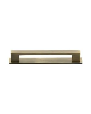 Heritage Brass Cabinet Pull Metro Design with Plate 128mm CTC Antique Brass Finish